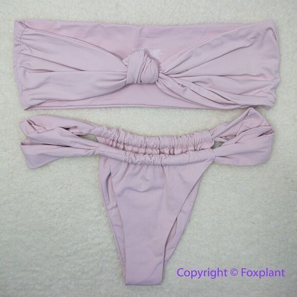 New! Set! Stone Fox Swim lele knotted bandeau top bijou bottoms, size M - Picture 1 of 11